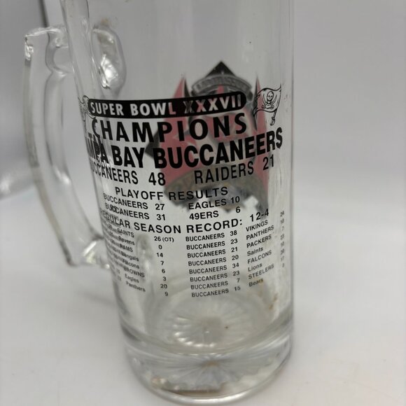 VTG NFL Tampa Bay Buccaneers Super Bowl XXXVII Champions Collectible Glass Mug - Picture 8 of 13